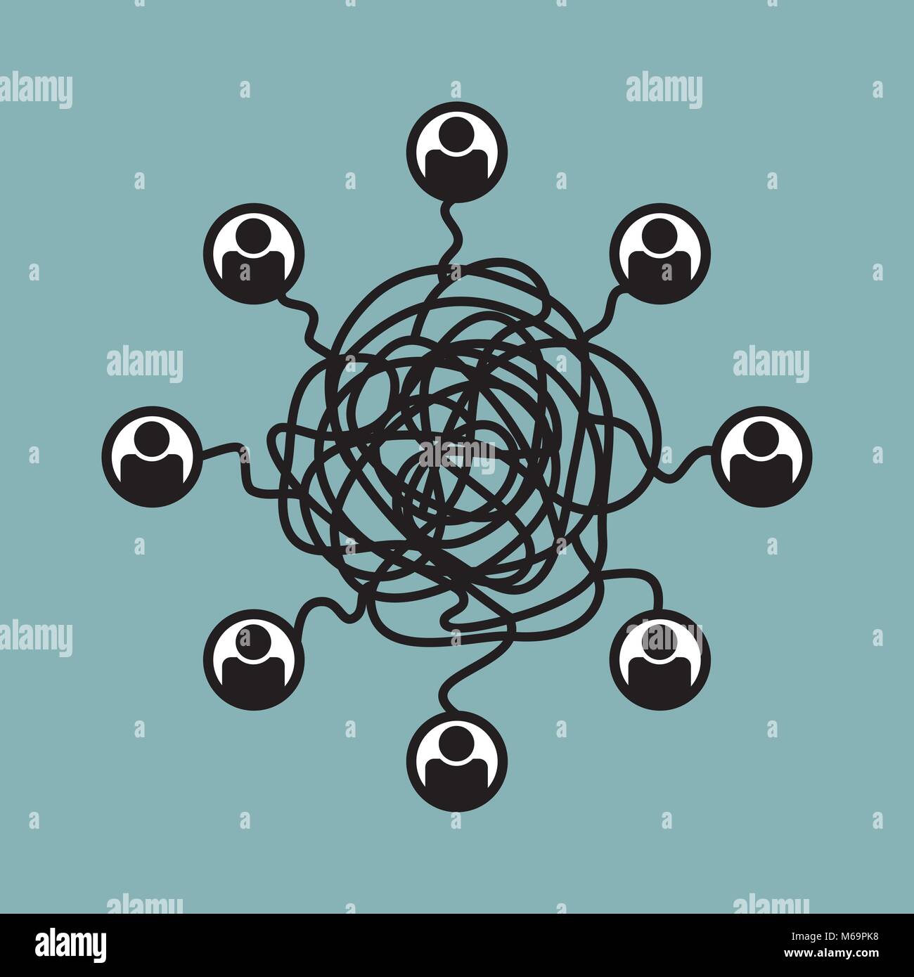 complex personal relations in the group of people Stock Vector