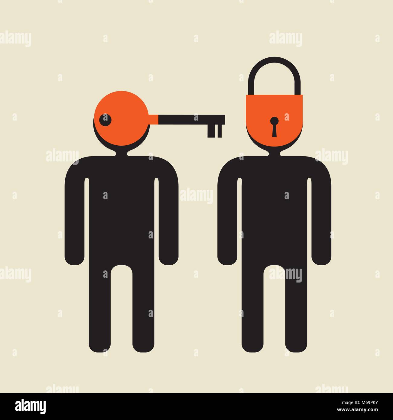 introvert vs   extrovert   or personal key, individual approach Stock Vector