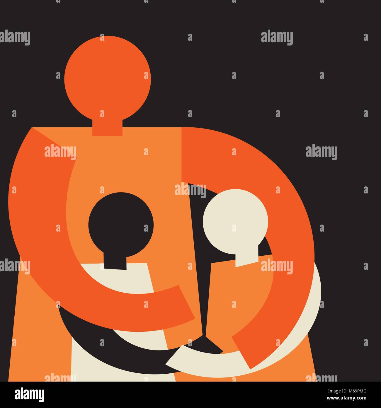 united family: mom embracing her two kids causing them make it up Stock Vector