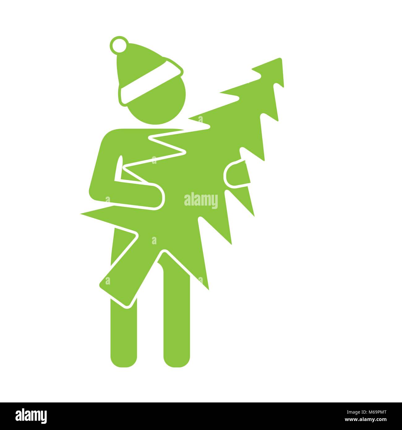 bring a fir tree to celebrate new year holiday Stock Vector