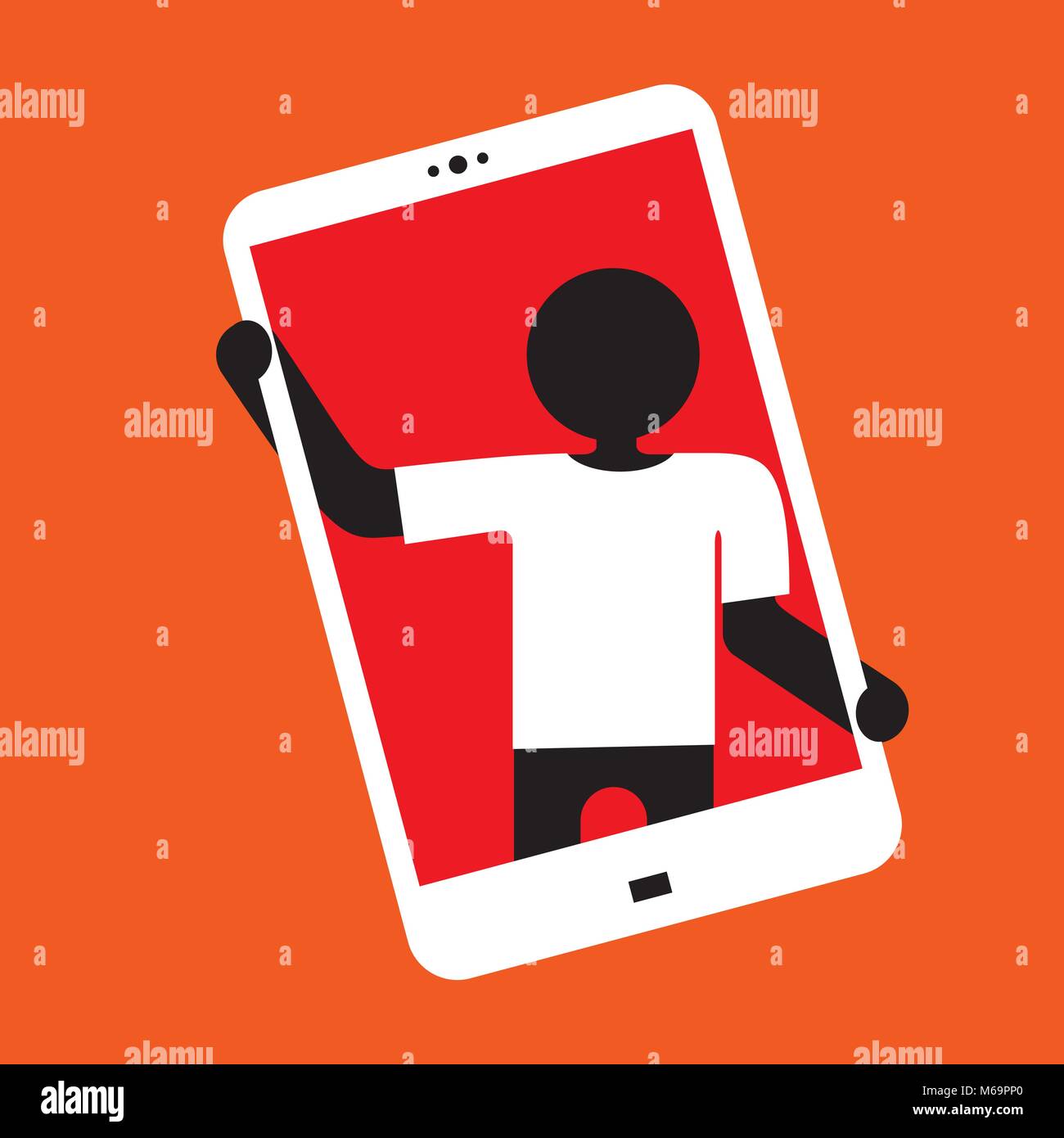 taking selfie icon - smartphone as a big portrait frame Stock Vector