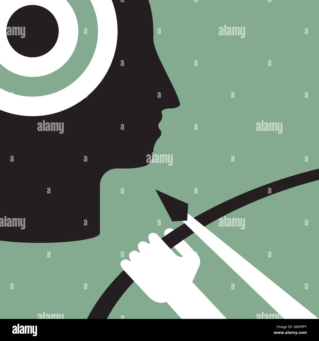 customer as a target for the hand holding arrow and bow Stock Vector