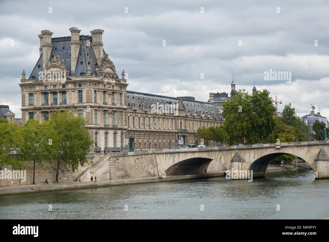 Architecture of Paris. The Tuileries Palace along the Seine River. Stock Photo
