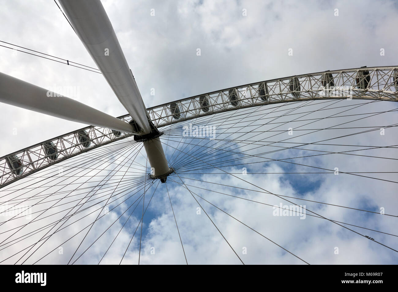 Great Ferris wheel in London. Bottom view. Stock Photo