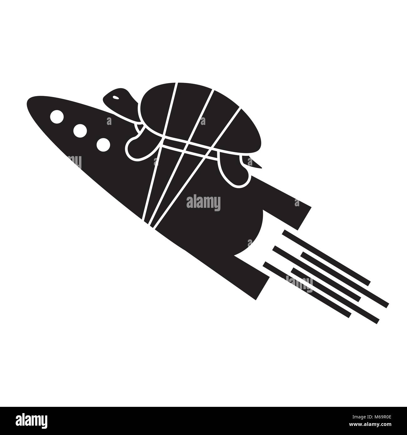 unexpected acceleration - turtle riding rocket Stock Vector