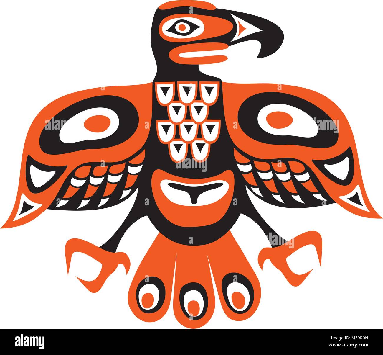 totem bird indugenous art  stylization Stock Vector