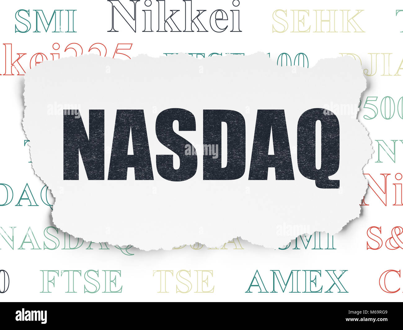 Stock market indexes concept: NASDAQ on Torn Paper background Stock Photo