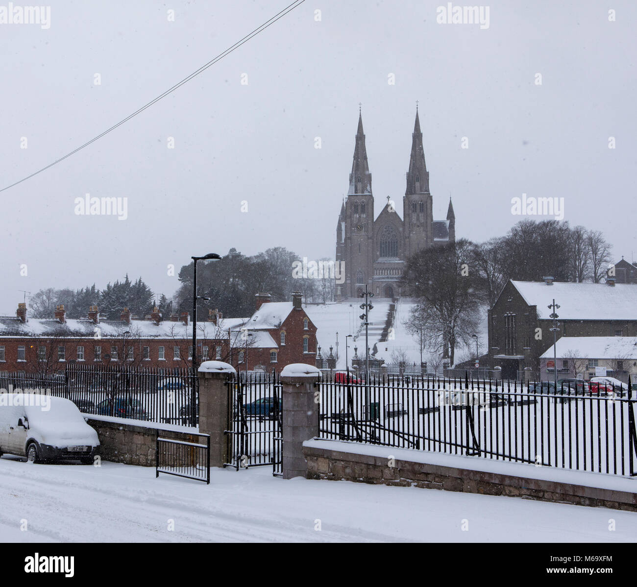 Armagh, Northern Ireland. 1st Mar, 2018. Shambles yard and St. Patrick's Cathedral in Armagh City, Northern Ireland. Credit: Darren McLoughlin/Alamy Live News Stock Photo