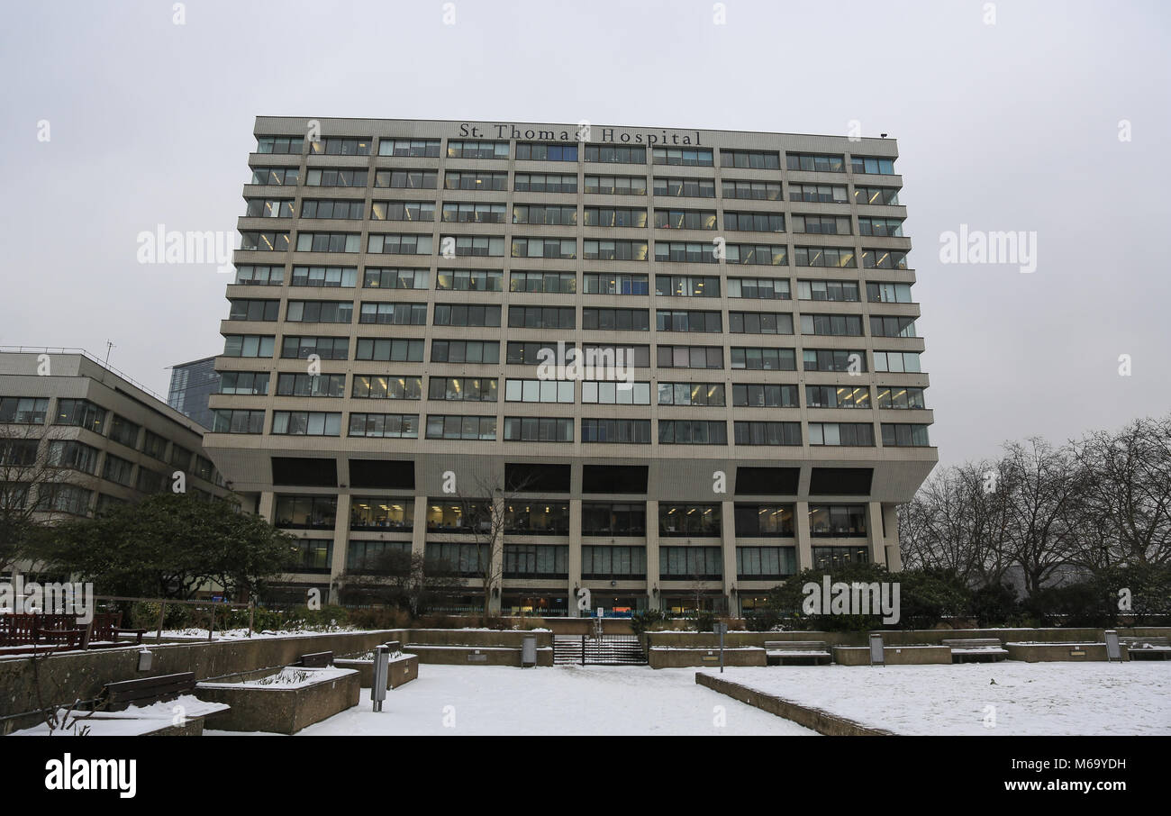 London, UK. 1st Mar, 2018. UK Weather St Thomas' Hospital as Beast