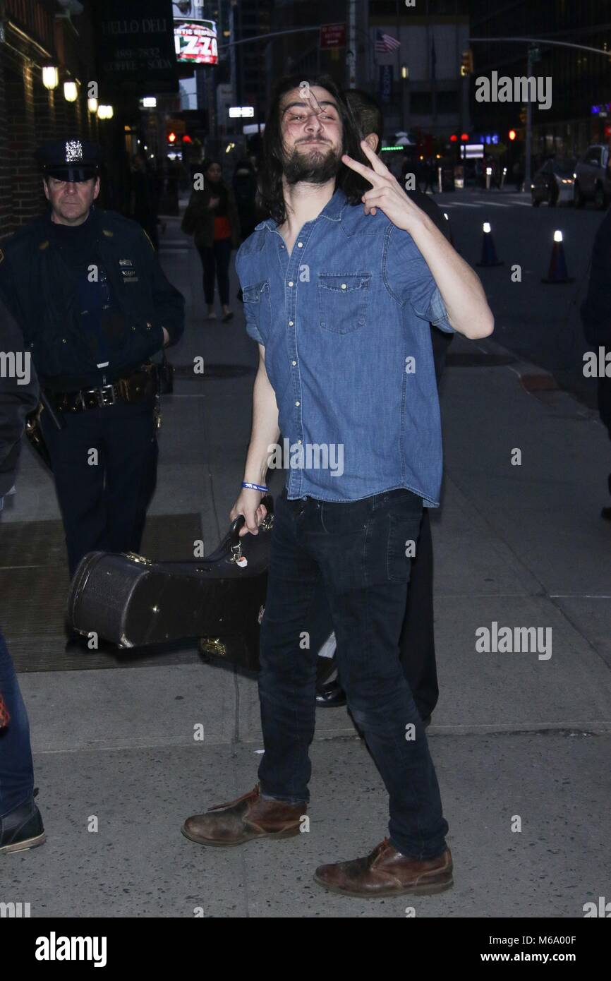 New York, NY, USA. 1st Mar, 2018. Noah Kahan arrives at The Late Show
