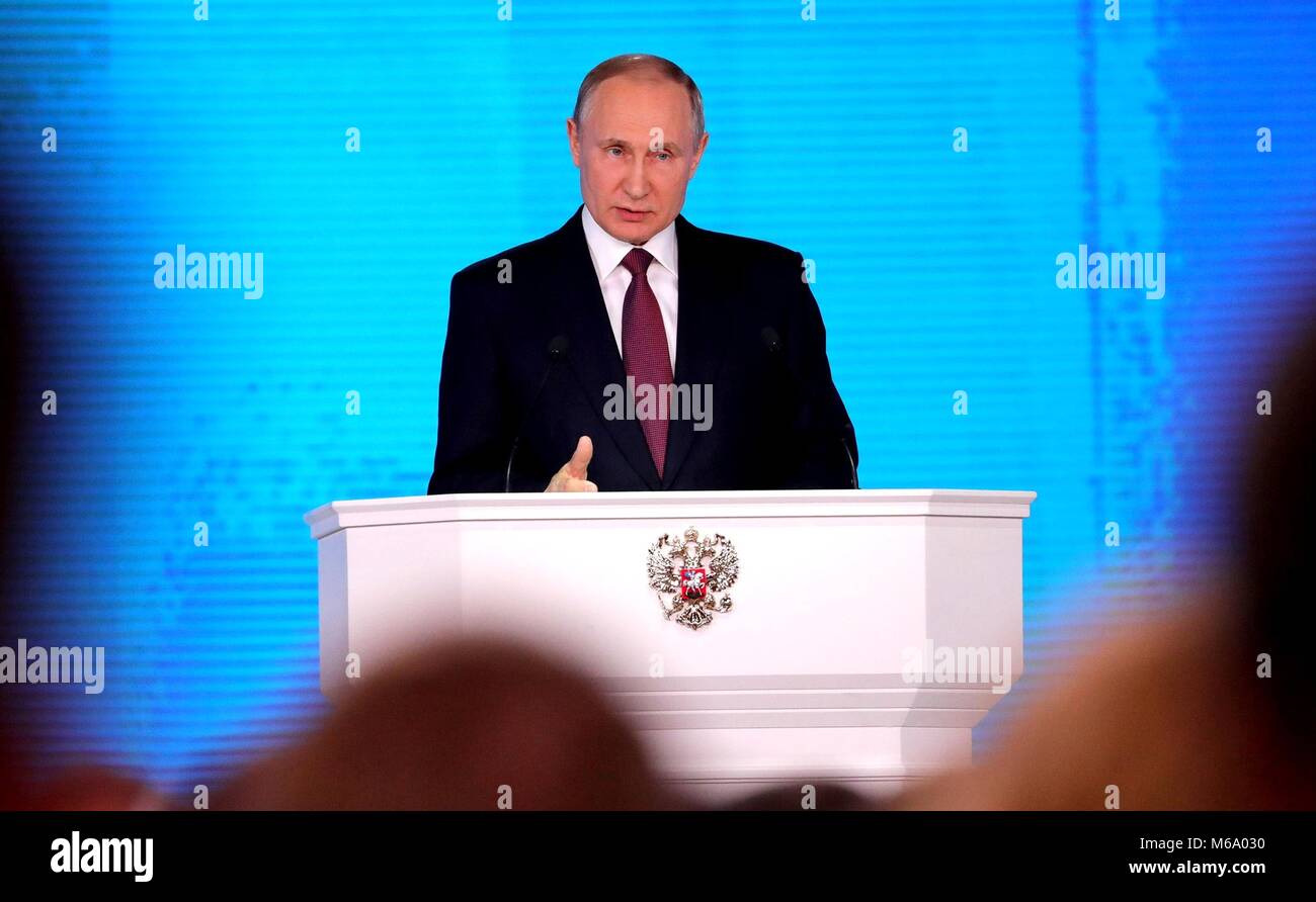 Russian President Vladimir Putin delivers the annual address to the ...