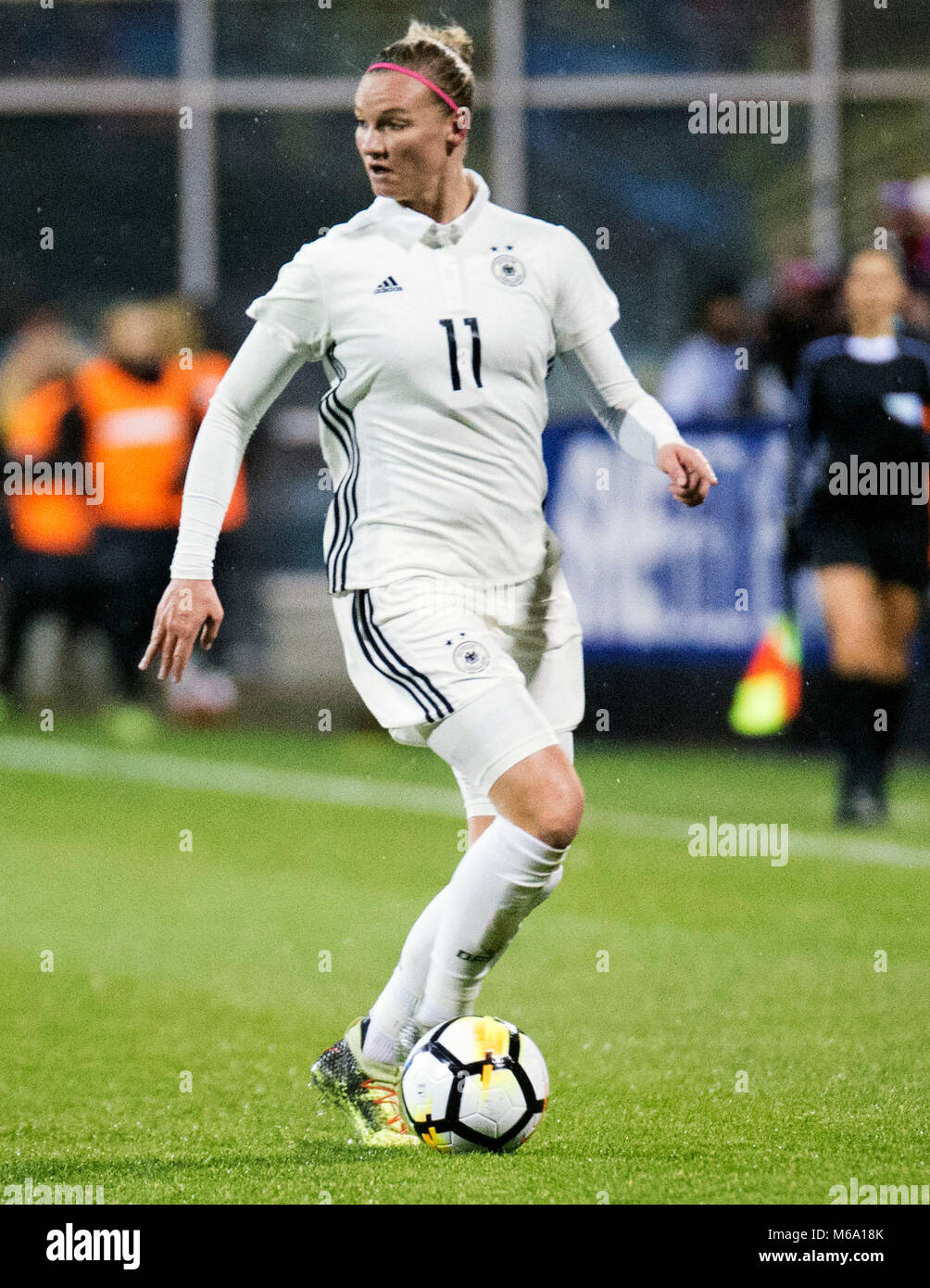 Columbus, Ohio, USA. March 1, 2018: Germany forward Alexandra Popp (11) handles the ball gainst the USA during their match at the SheBelieves Cup in Columbus, Ohio, USA. Brent Clark/Alamy Live  News Stock Photo