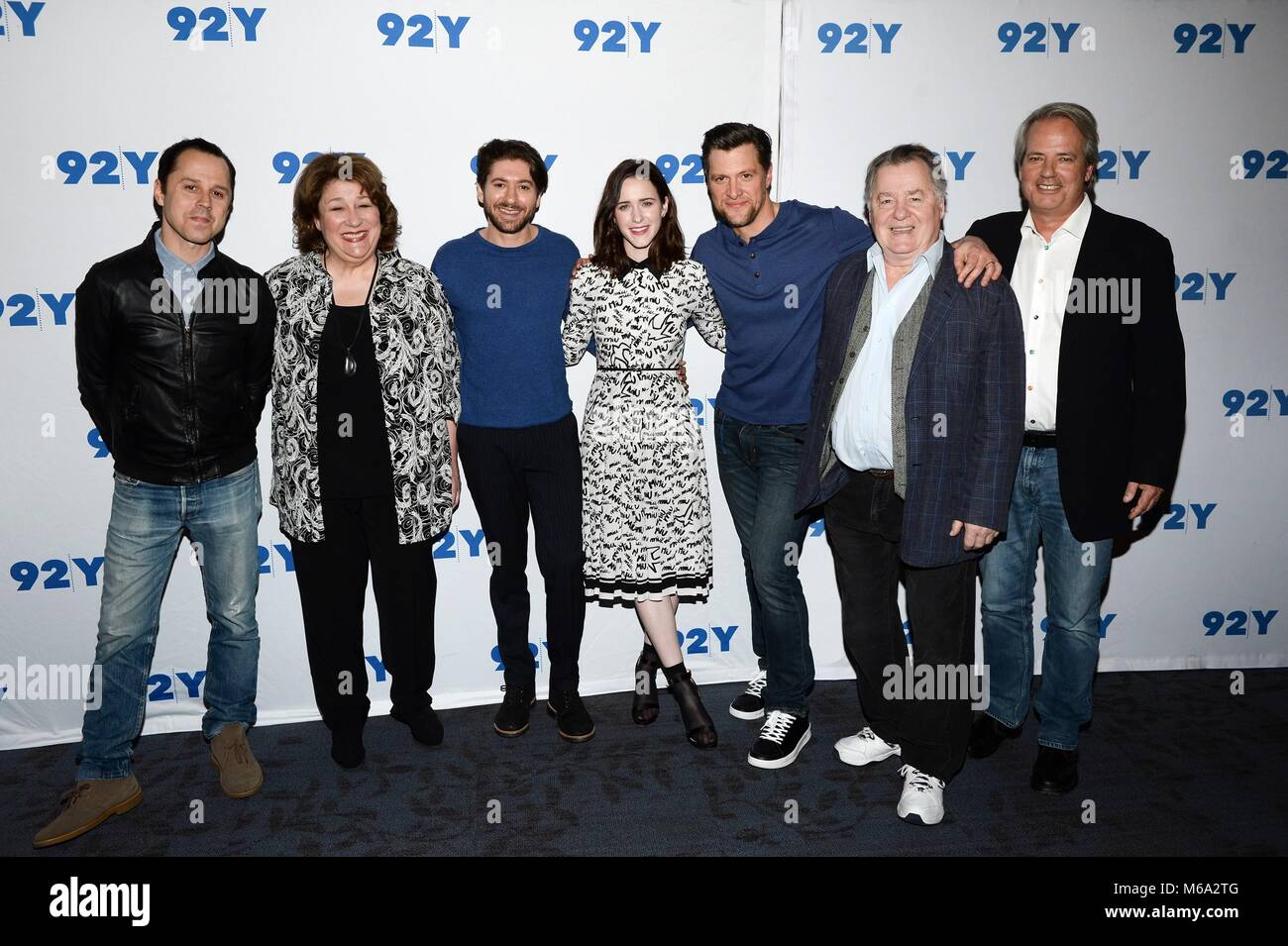 New York, NY, USA. 1st Mar, 2018. GIOVANNI RIBISI, Margo Martindale, Michael Zegen, RACHEL BROSNAHAN, Shane McRae, Peter Gerety, Graham Yost at arrivals for SNEAKY PETE and THE MARVELOUS MRS. MAISEL Casts Appearance, 92nd Street Y, New York, NY March 1, 2018. Credit: Eli Winston/Everett Collection/Alamy Live News Stock Photo