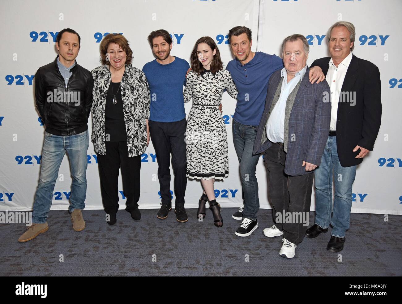 New York, NY, USA. 1st Mar, 2018. Giovanni Ribisi, Margo Martindale, Michael Zegen, Rachel Brosnahan, Shane McRae, Peter Gerety, Graham Yost at arrivals for SNEAKY PETE and THE MARVELOUS MRS. MAISEL Casts Appearance, 92nd Street Y, New York, NY March 1, 2018. Credit: Derek Storm/Everett Collection/Alamy Live News Stock Photo