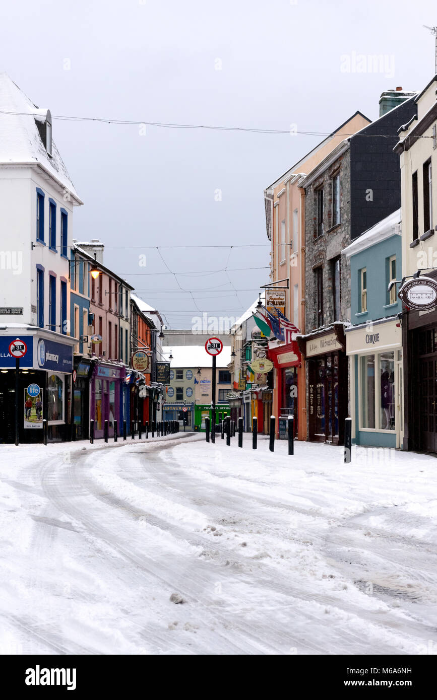 Killarney,County Kerry,Ireland. Ireland weather.Streets covered in snow