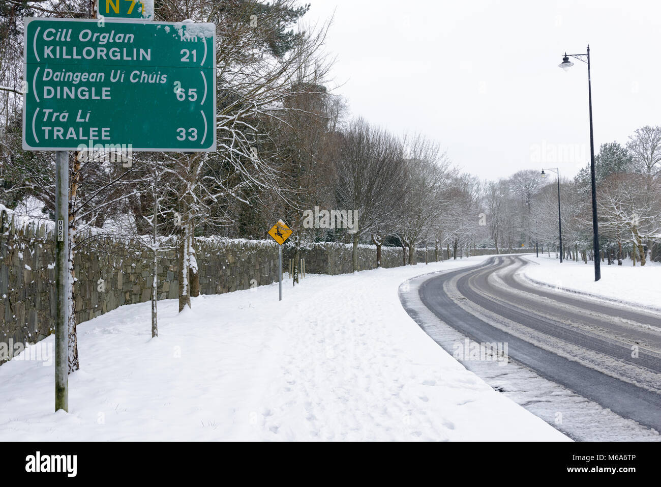 Killarney winter Irish weather forecast. Streets covered in snow since
