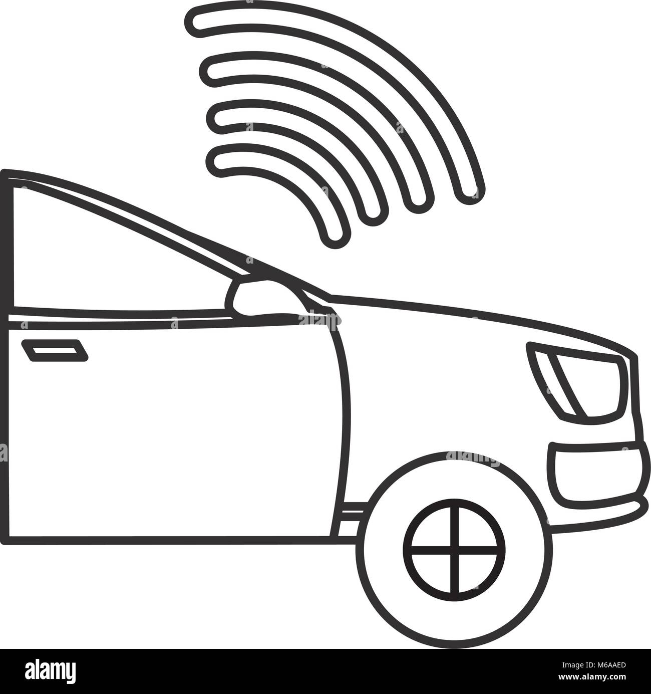 line digital wifi connection in the car transport Stock Vector Image ...