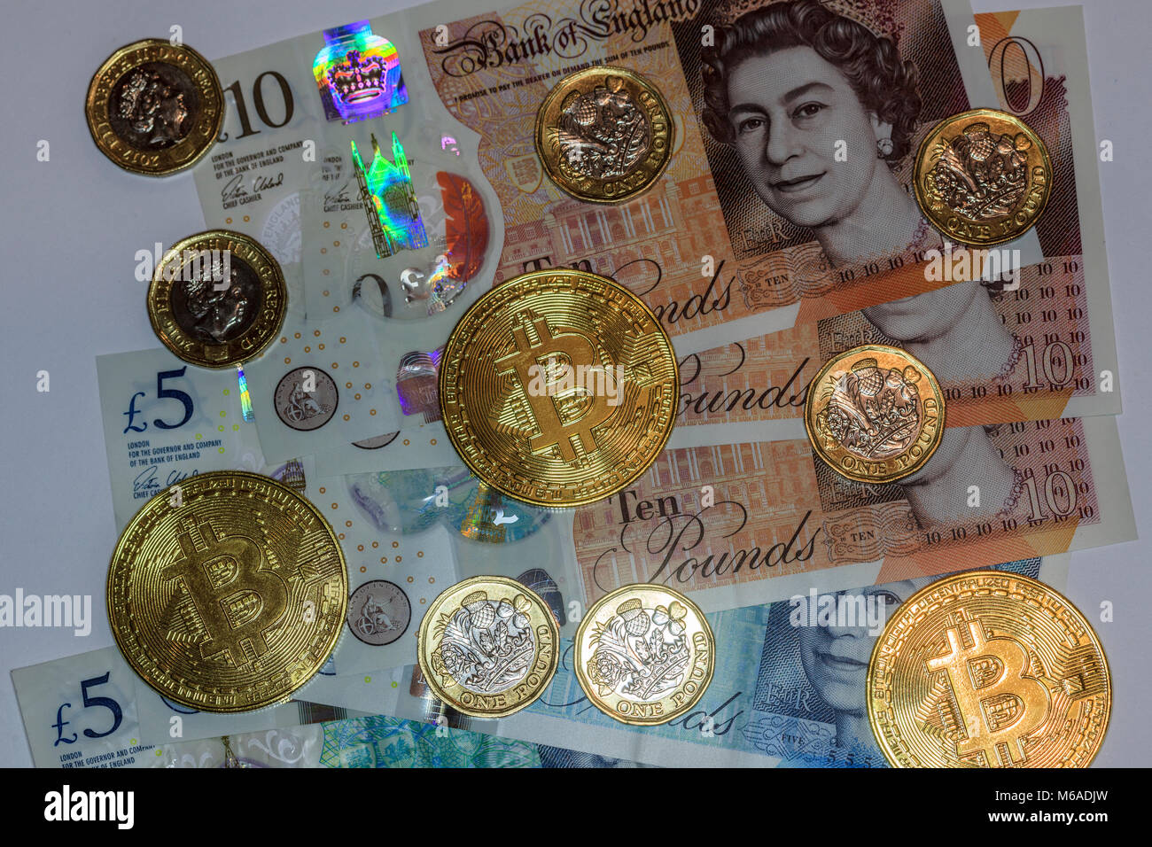 UK money, coins and banknotes Stock Photo