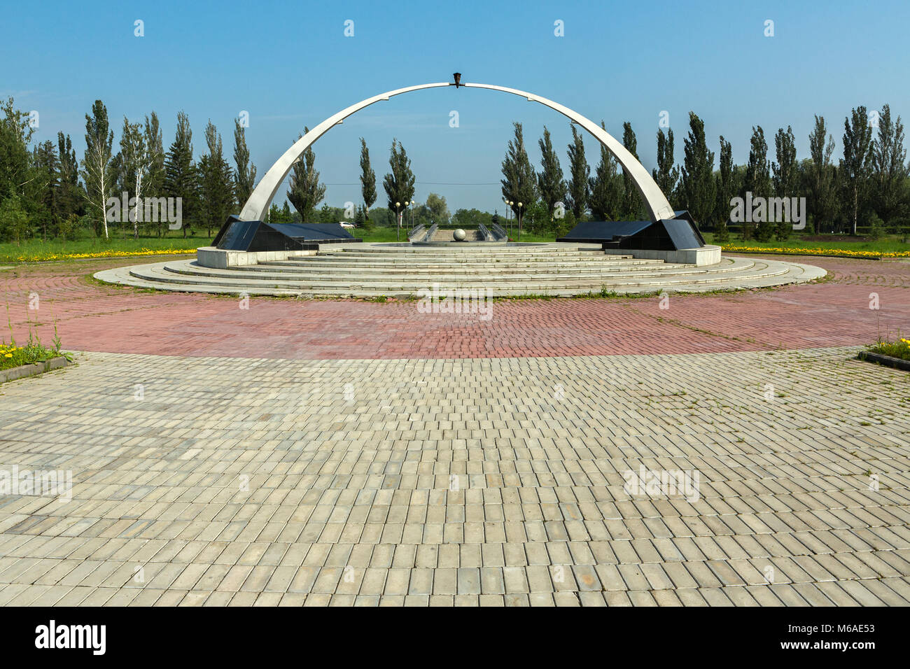 Memorial to soldiers of Omsk, victims of local wars and hot spots. Park of Culture and Rest named after the 30th anniversary of Victory Stock Photo