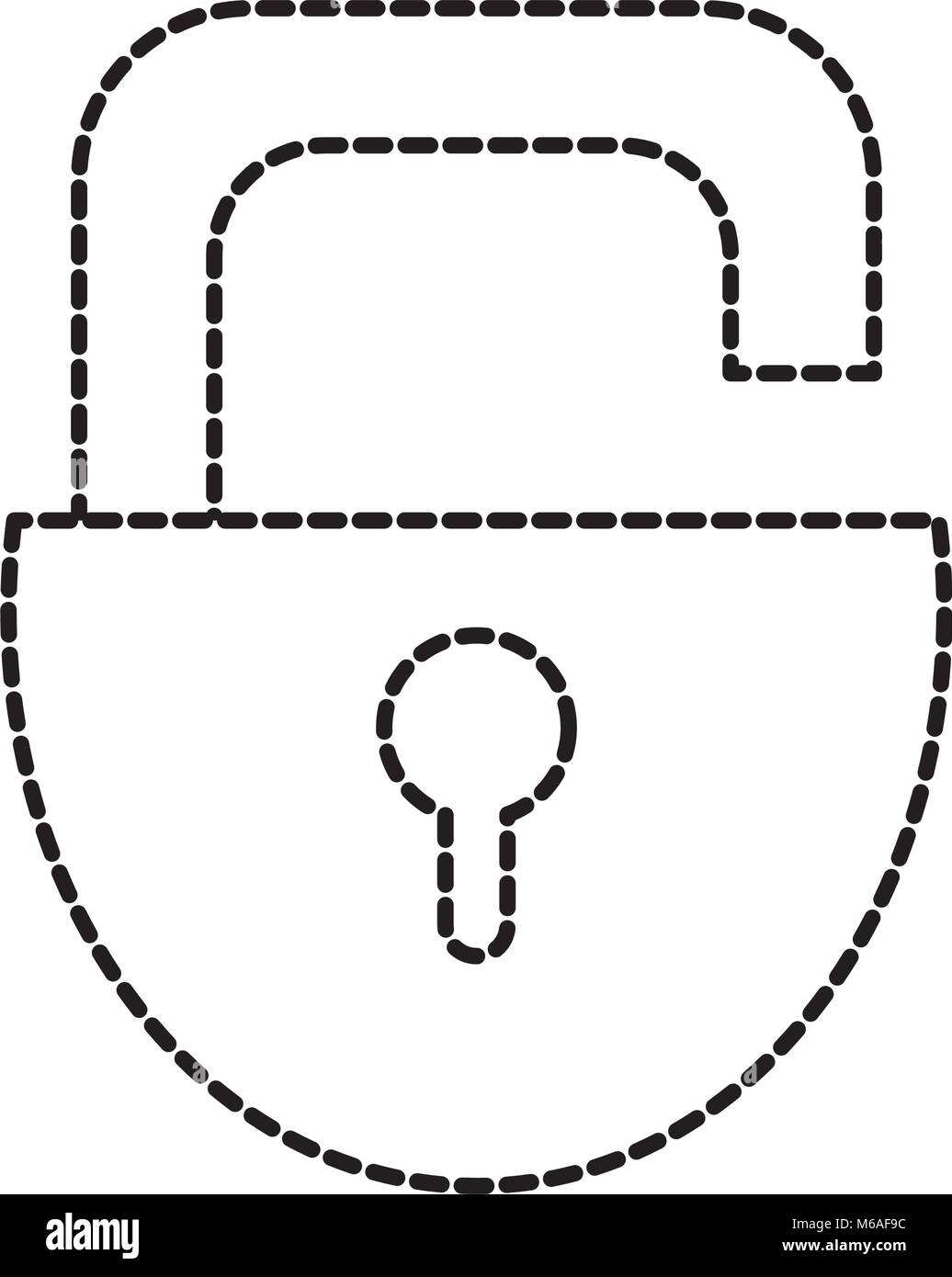 dotted shape open padlock security and protection object Stock Vector ...