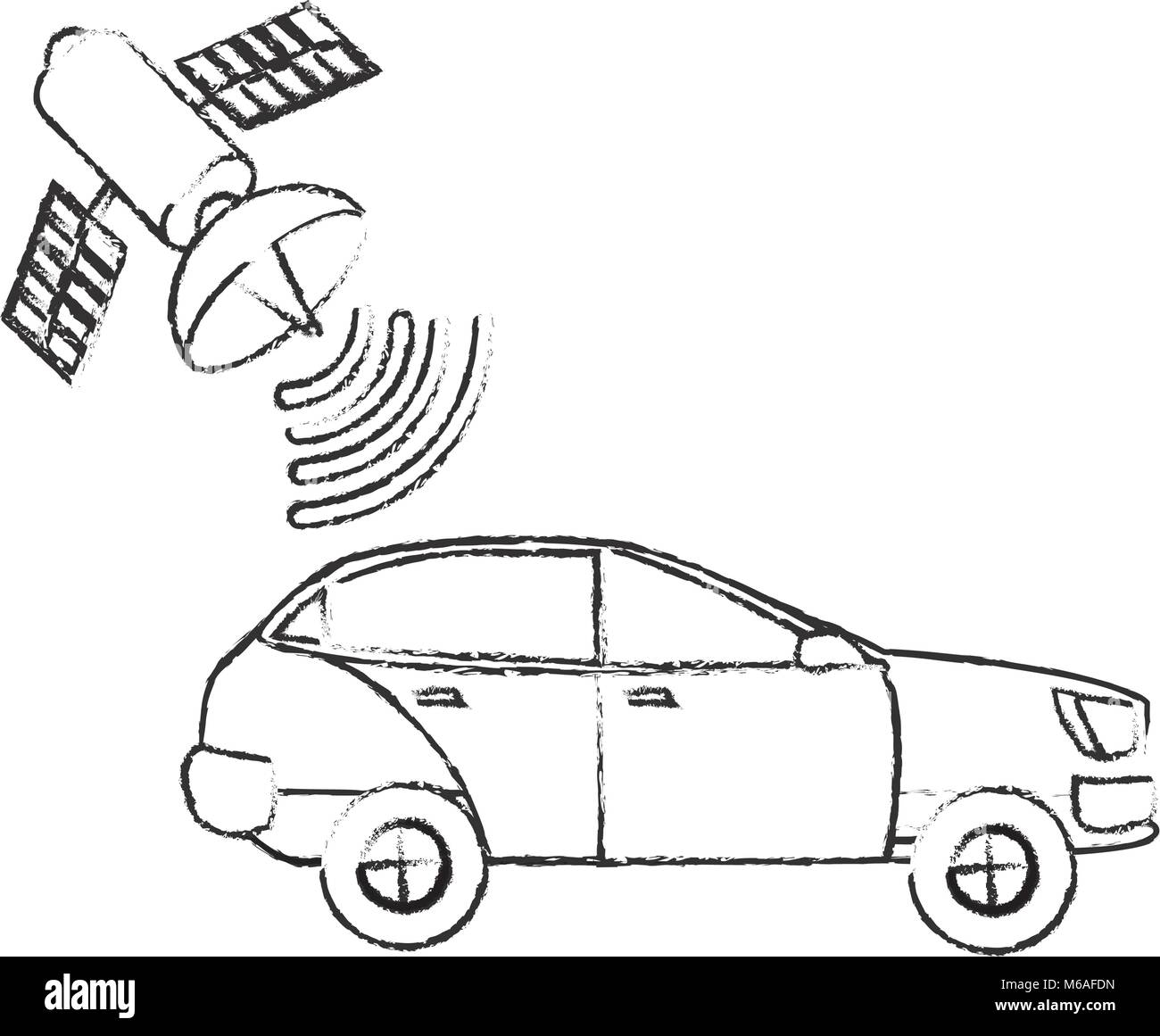 grunge car tranport with satellite wifi connection Stock Vector