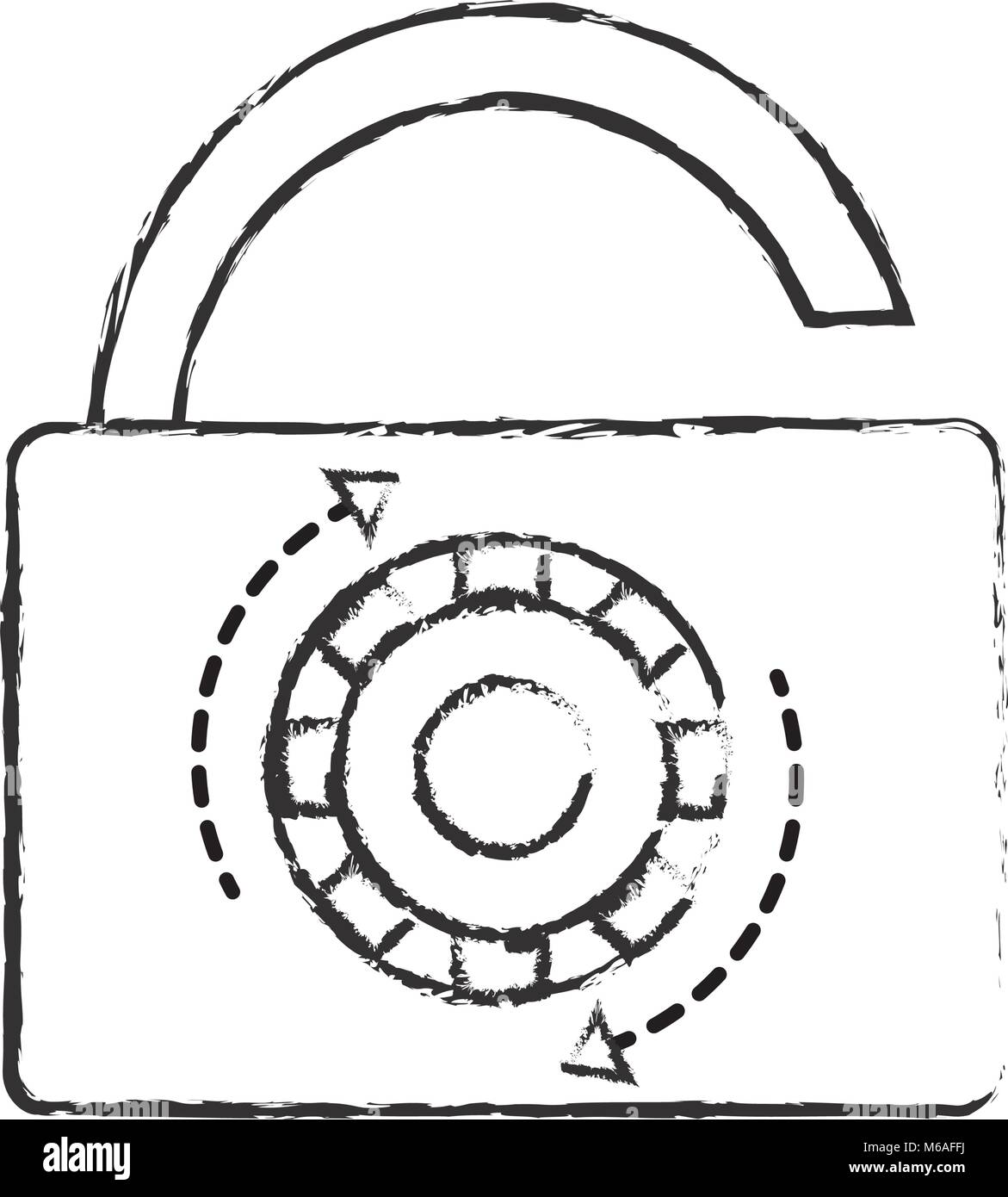 grunge open padlock object with password protection Stock Vector Image ...