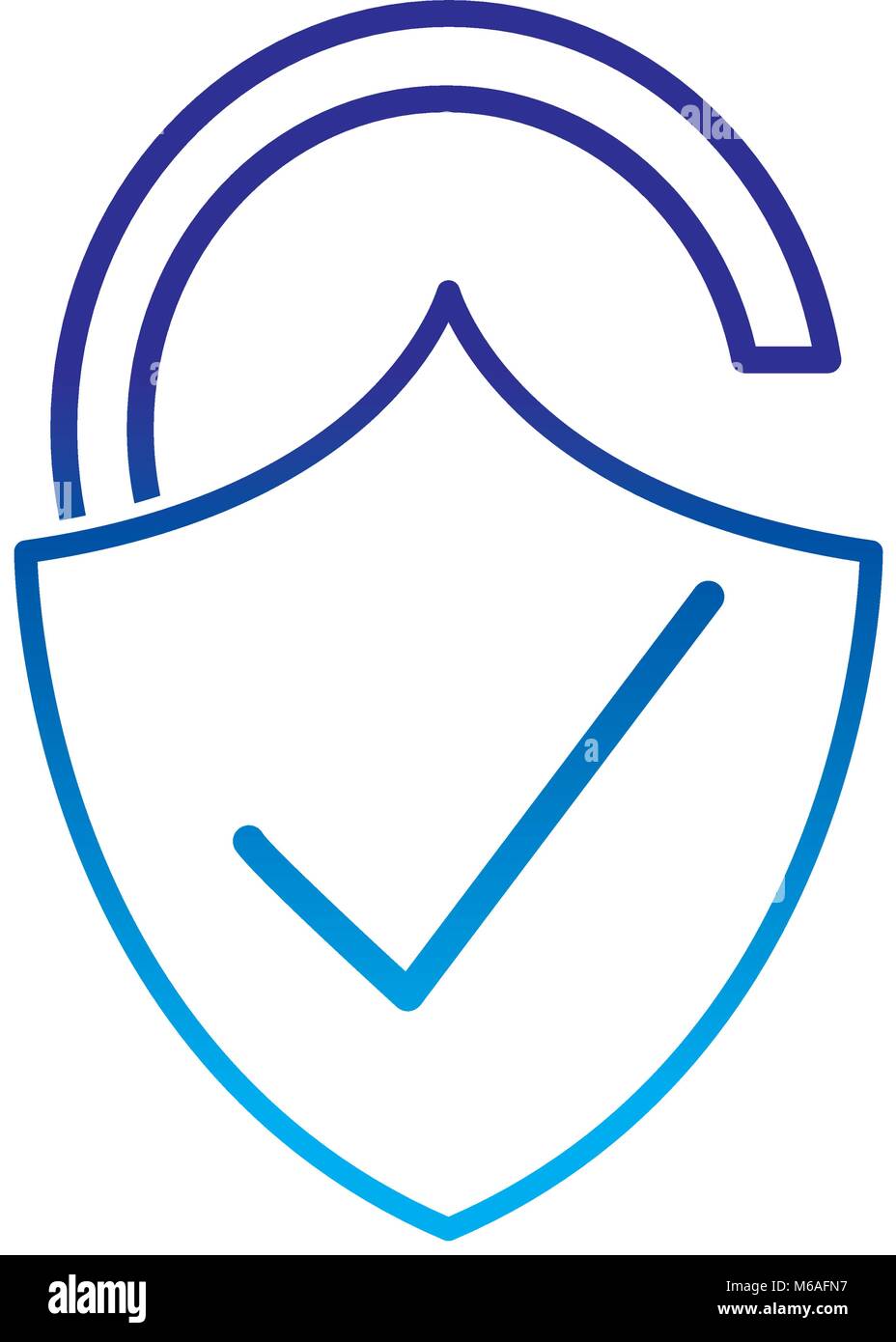degraded line open padlock shield with good protection Stock Vector ...