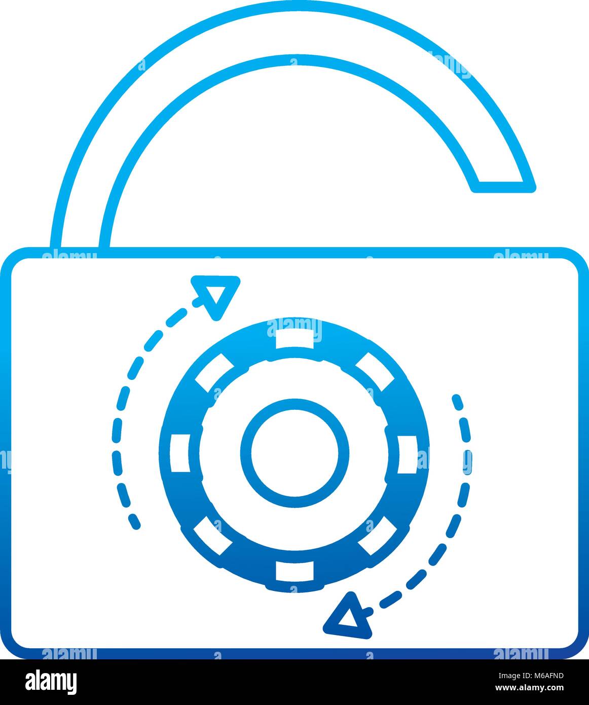 degraded line open padlock object with password protection Stock Vector ...