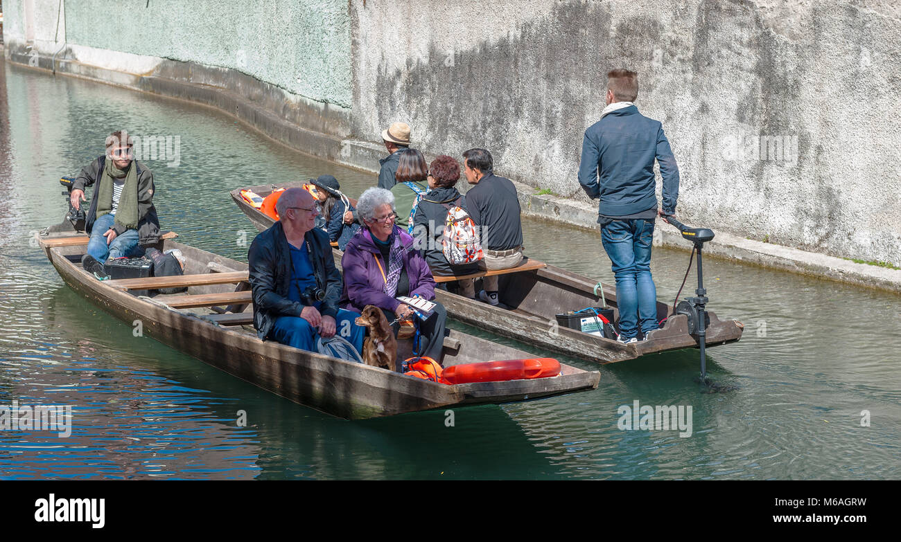 Take  a boat trip in Little Venice quarter in Colmarf Stock Photo