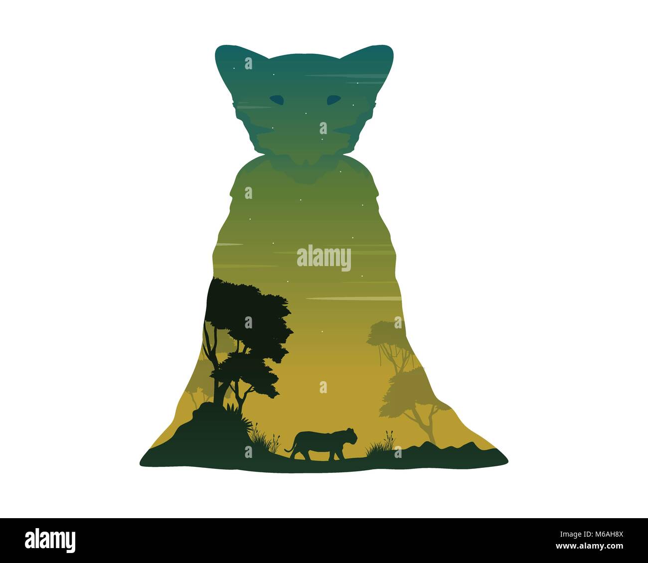 Silhouette Of Lioness On The Hill Landscape Stock Vector Image Art