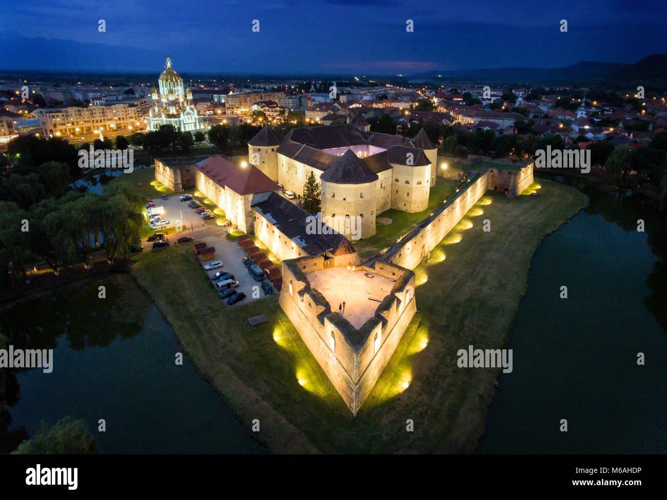 Fagaras Fortress aerial view Stock Photo