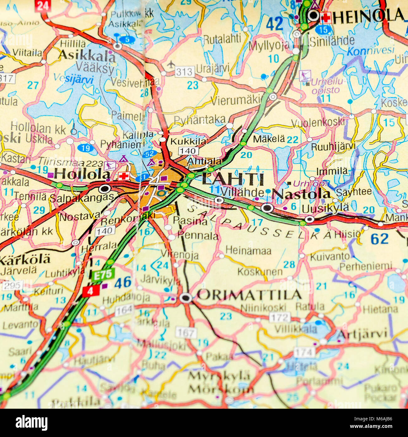 Lahti on a map Stock Photo