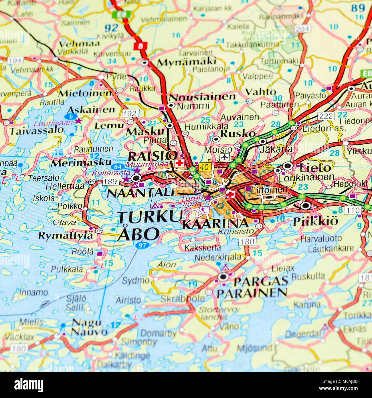 Turku on a map Stock Photo