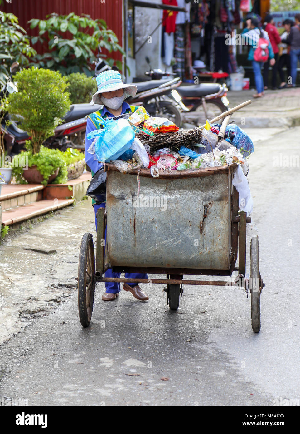 Garbage collector in Sapa Vietnam Stock Photo Alamy