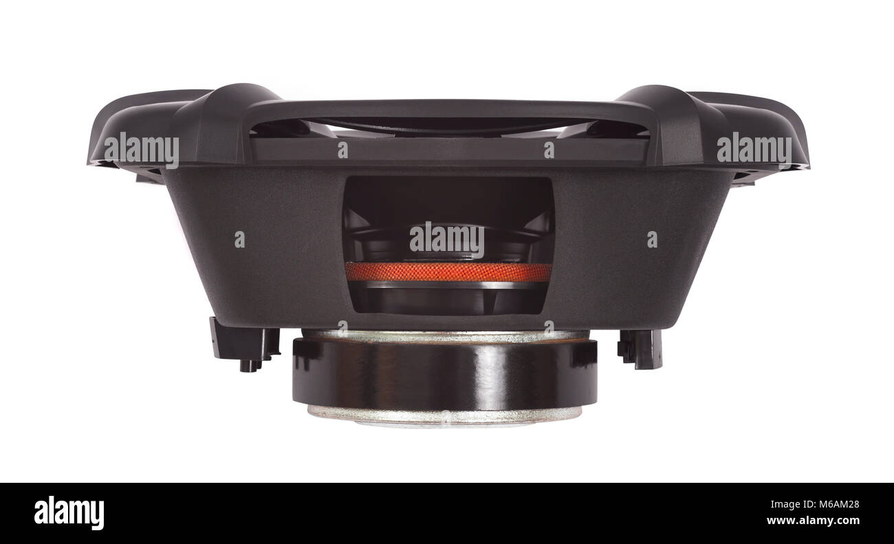 big loudspeaker or subwoofer isolated on white Stock Photo Alamy