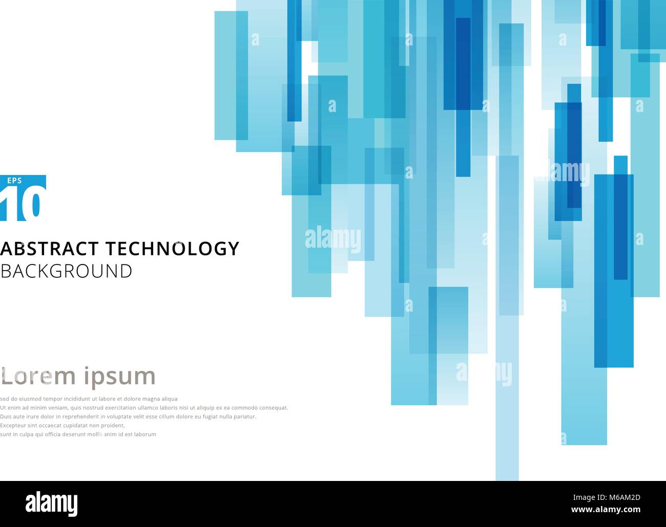 Abstract technology vertical overlapped geometric squares shape blue