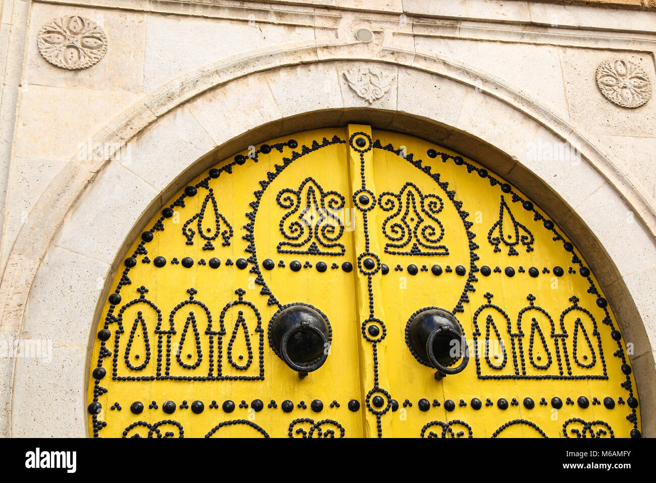 TUNIS, TUNISIA, MAY 2012: Tunisian door in Tunis, the capital of the islamic country. Stock Photo
