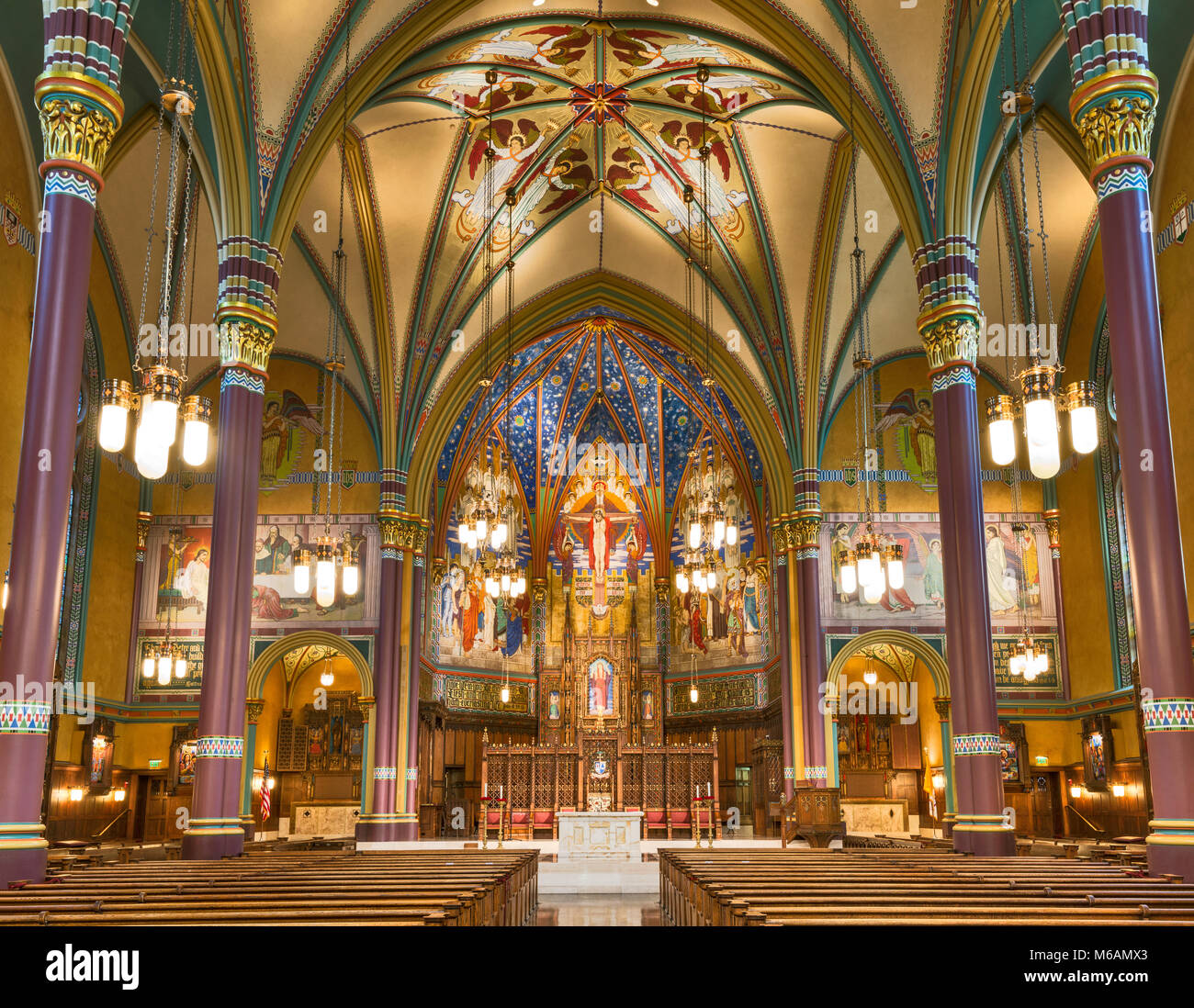 Neo-Gothic interior of Cathedral of the Madeleine, Salt Lake City, Utah,  USA Stock Photo - Alamy