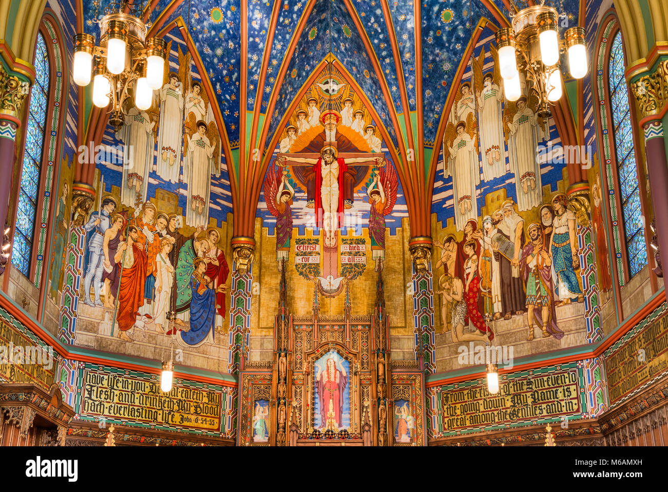 Murals in Sanctuary of Cathedral of the Madeleine, Salt Lake City, Utah, USA Stock Photo