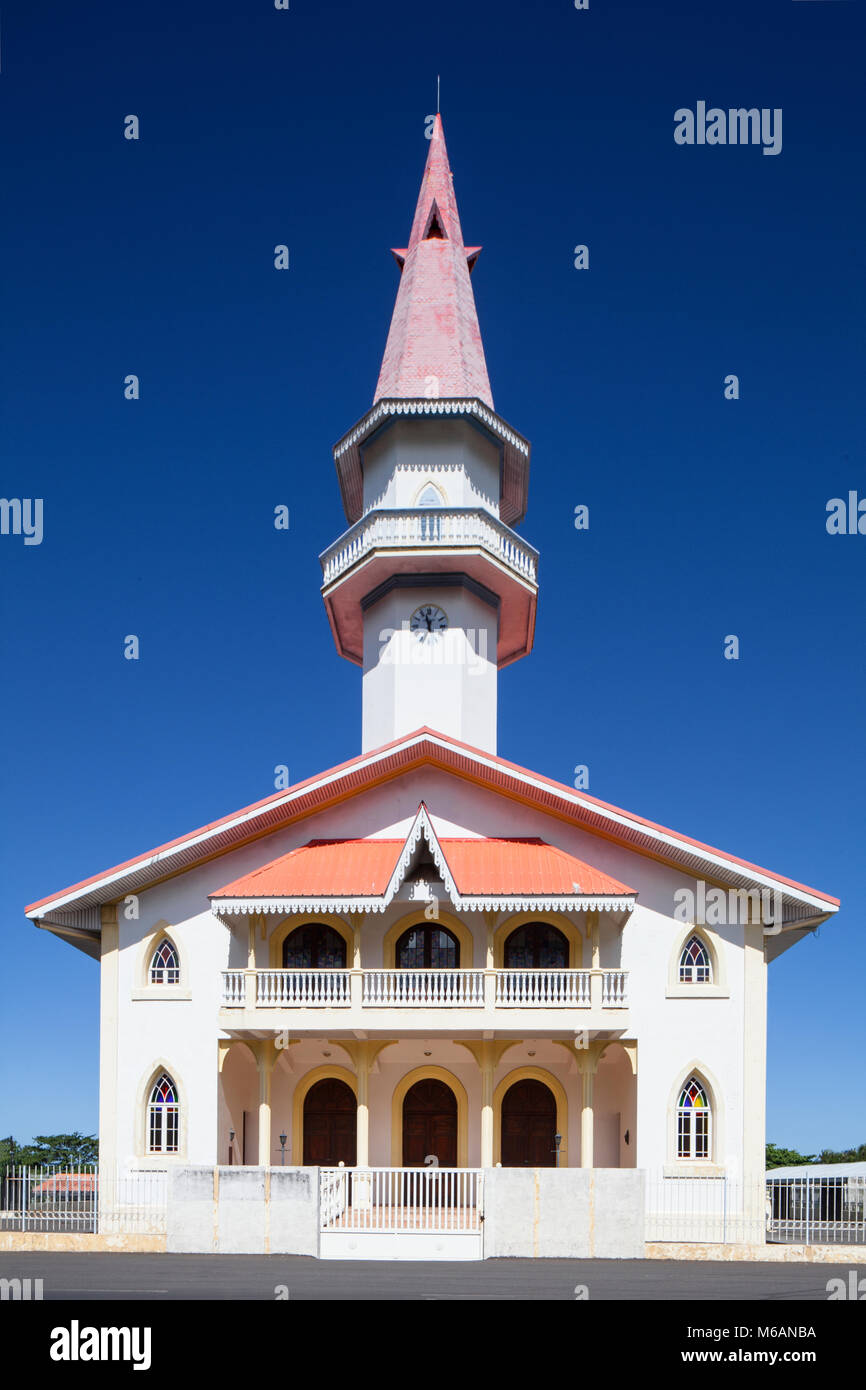 Protestant Church in Papara, Tahiti, French Polynesia Stock Photo