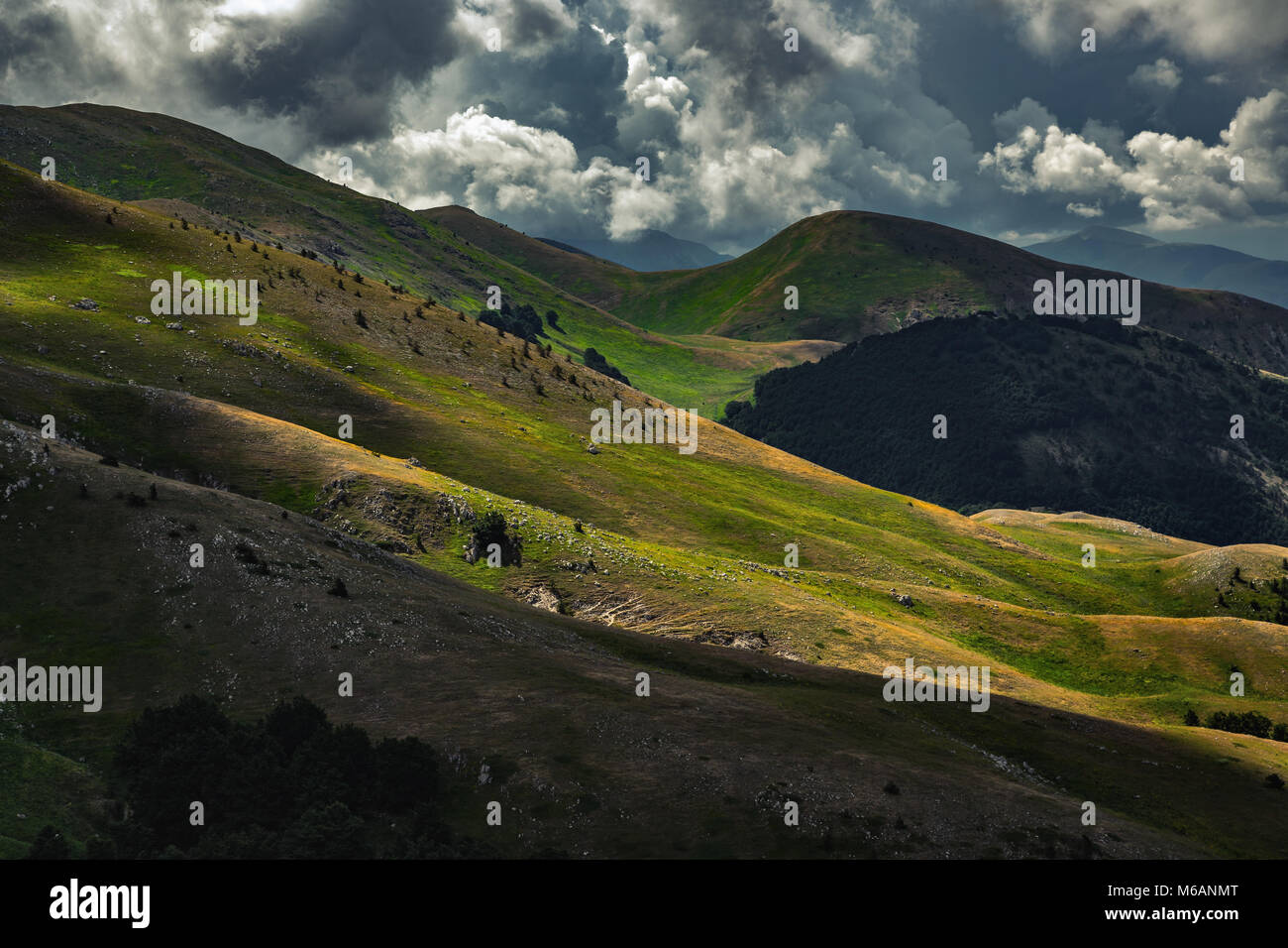 high altitude pastures at Monte Morrone. .Abruzzo Stock Photo