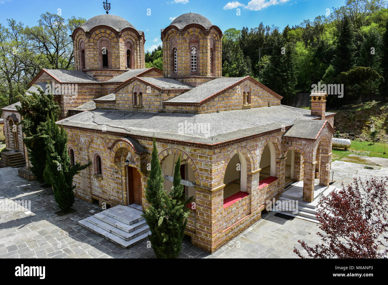 Dyonisos Olymp Mountain monastery. Important tourist attraction in eastern Greece, near the city of Leptokaria Stock Photo