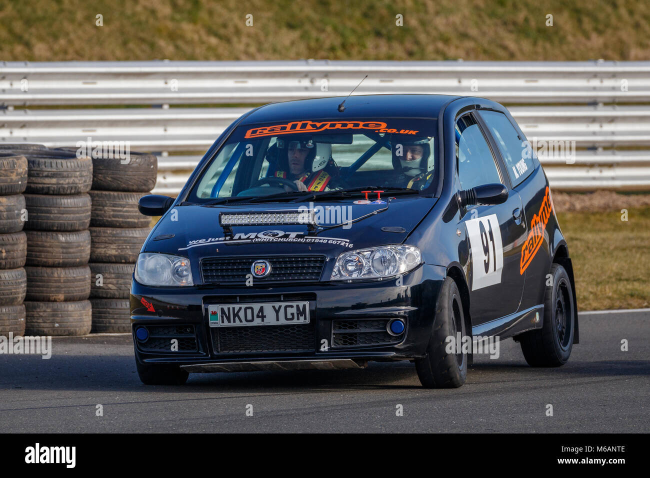 John Sharpe and Martin Young in their Fiat Punto during the 2018 Motorsport News Snetterton Stage Rally, Norfolk, UK. Stock Photo