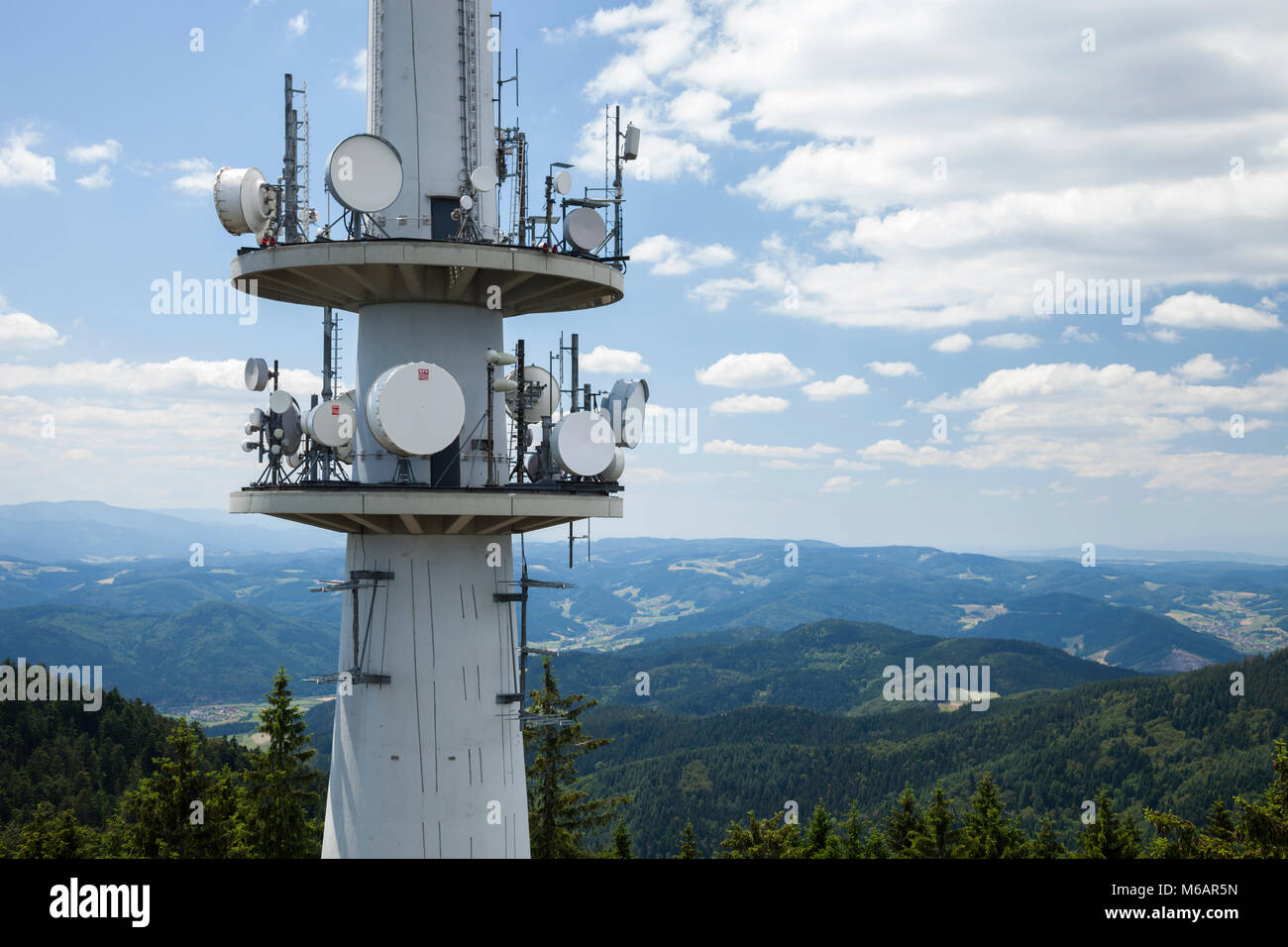 Telecommunications tower at Brandenkopf, Black Forest, Germany Stock Photo