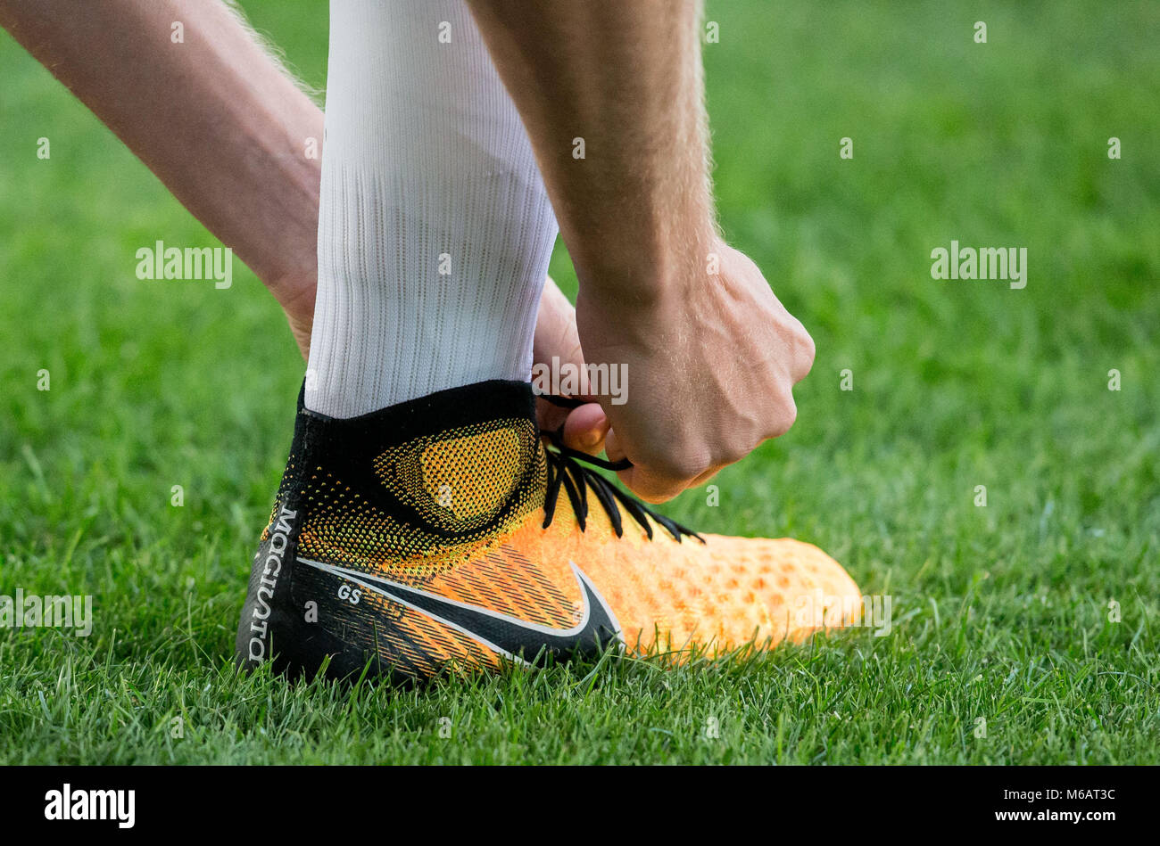 Gylfi Sigurosson of Swansea City personalised Nike football boots during  the 2017/18 Pre Season Friendly match between Barnet and Swansea City at  The Stock Photo - Alamy
