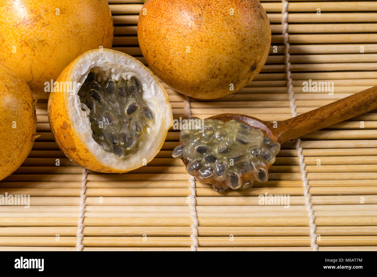 Fresh and ripe yellow passion fruit Stock Photo Alamy
