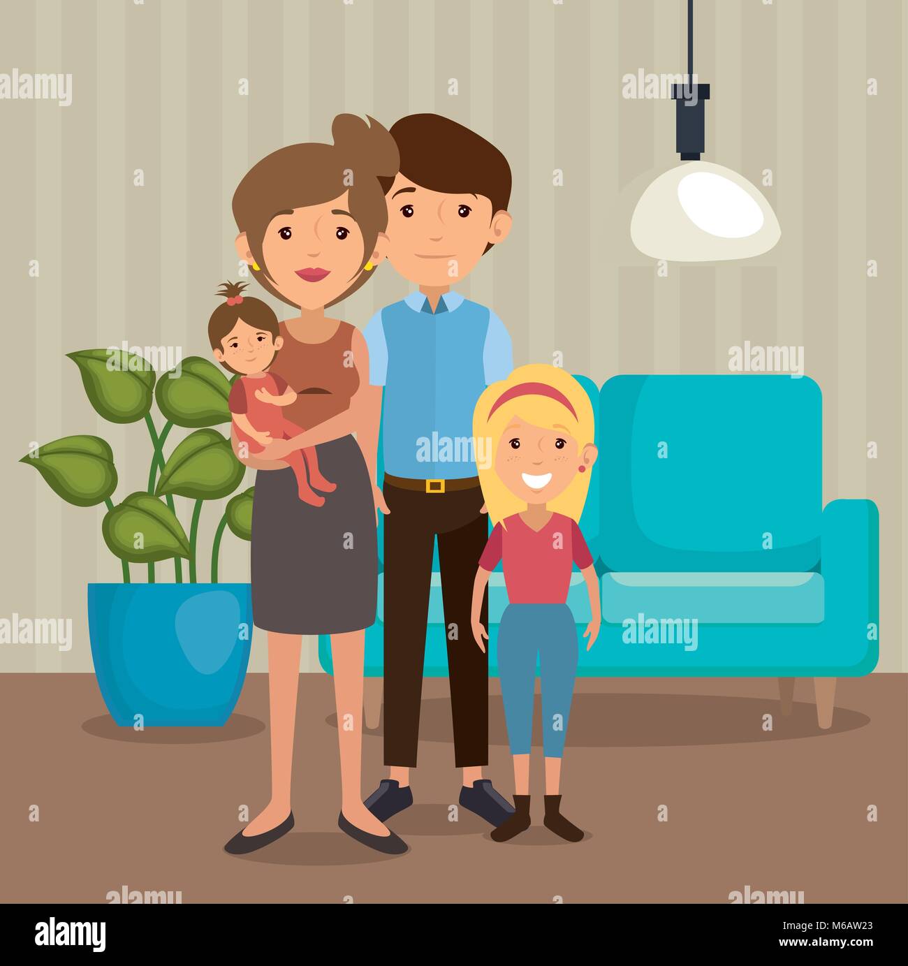 family parents in living room scene Stock Vector Image & Art - Alamy