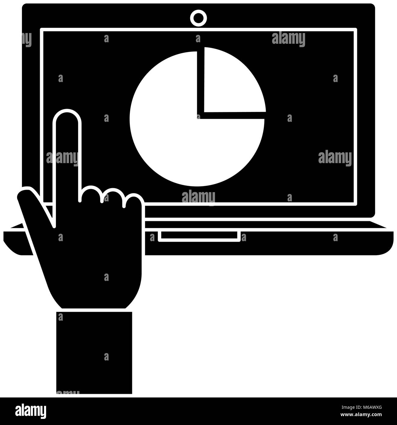 laptop computer with statistics and hand Stock Vector Image & Art - Alamy