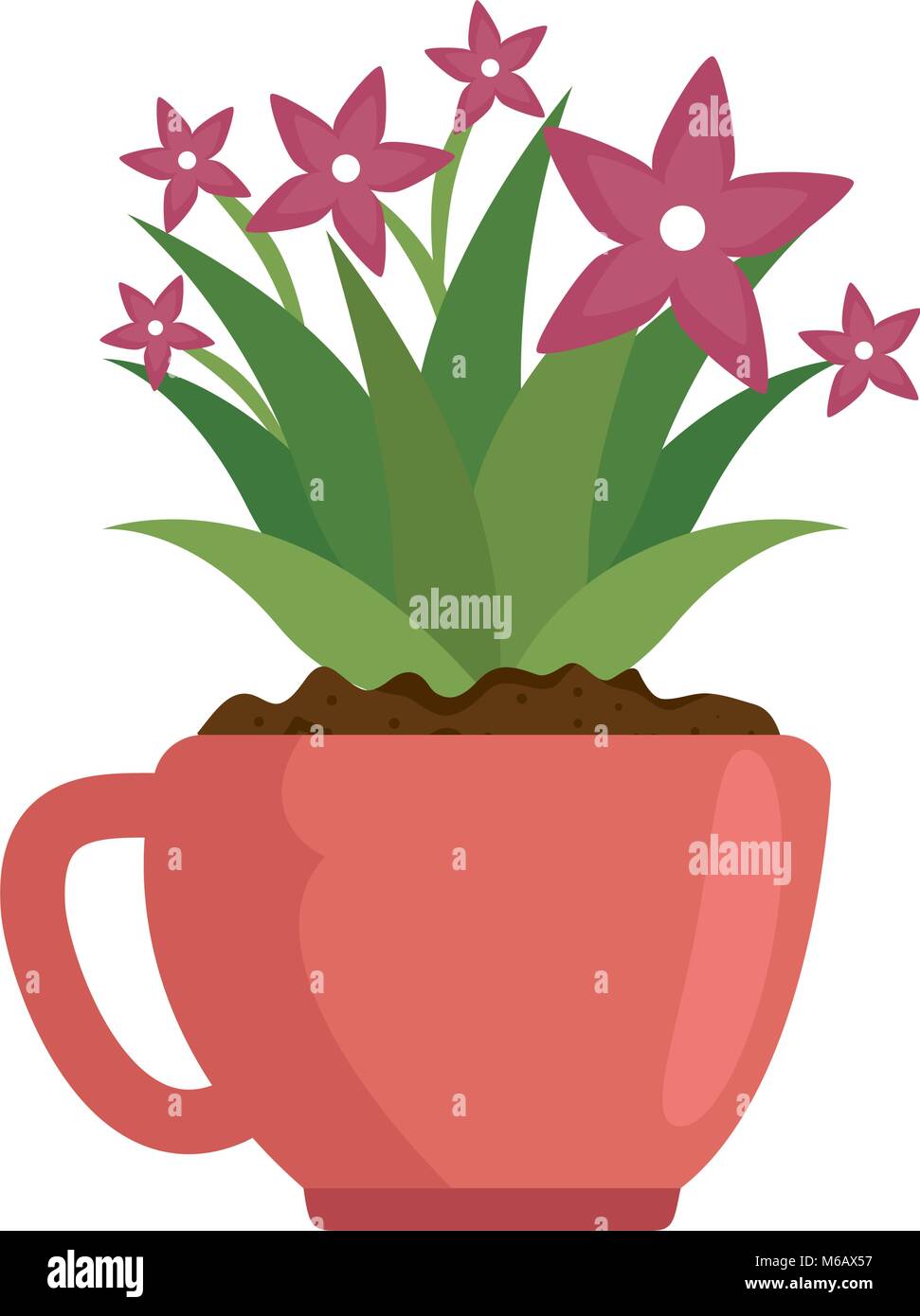 beautiful houseplant with flowers in pot Stock Vector Image & Art - Alamy