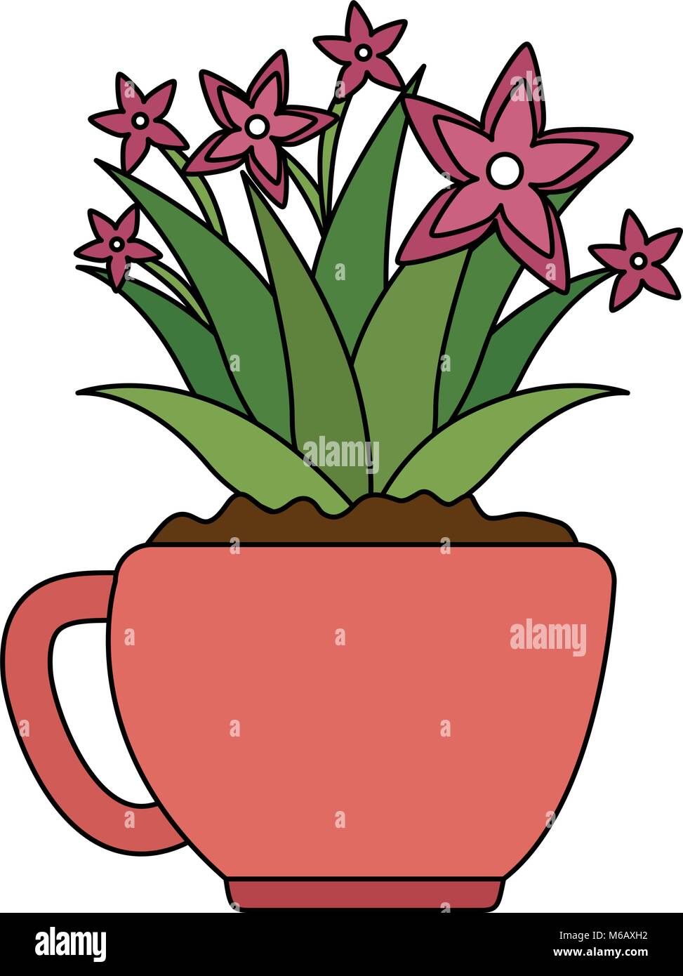 beautiful houseplant with flowers in pot Stock Vector Image & Art - Alamy